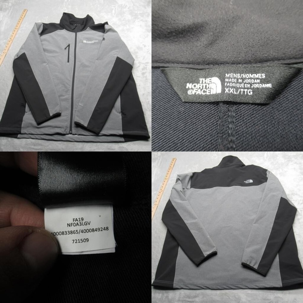 North Face Jacket Men 2XL Gray Colorblock Tech Stretch Soft Shell Midweight LOGO
